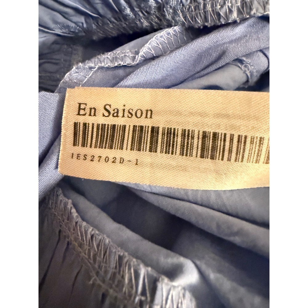 En Saison Dress Womens Small Blue Puff Sleeve Eyelet Open Back Tie IES2702D-1 - Picture 3 of 9